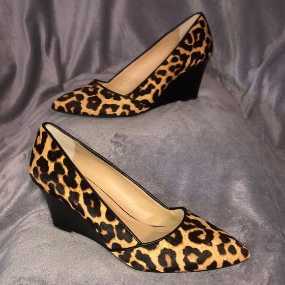 SARTO By Franco Sarto Shoes - Franco Sarto "Frankie2" Leopard Print Calf Hair Wedge Heels "Women's Siz…